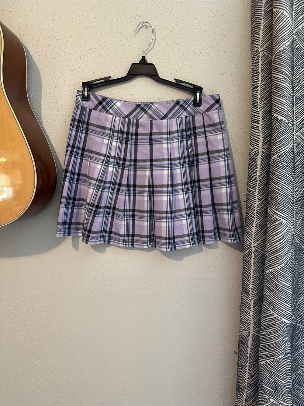 Pleated Lavender Plaid Mini Skirt